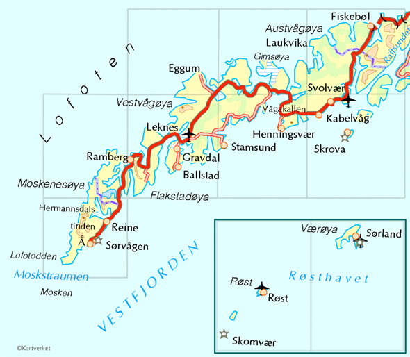 Cartes des îles Lofoten Téléchargeables